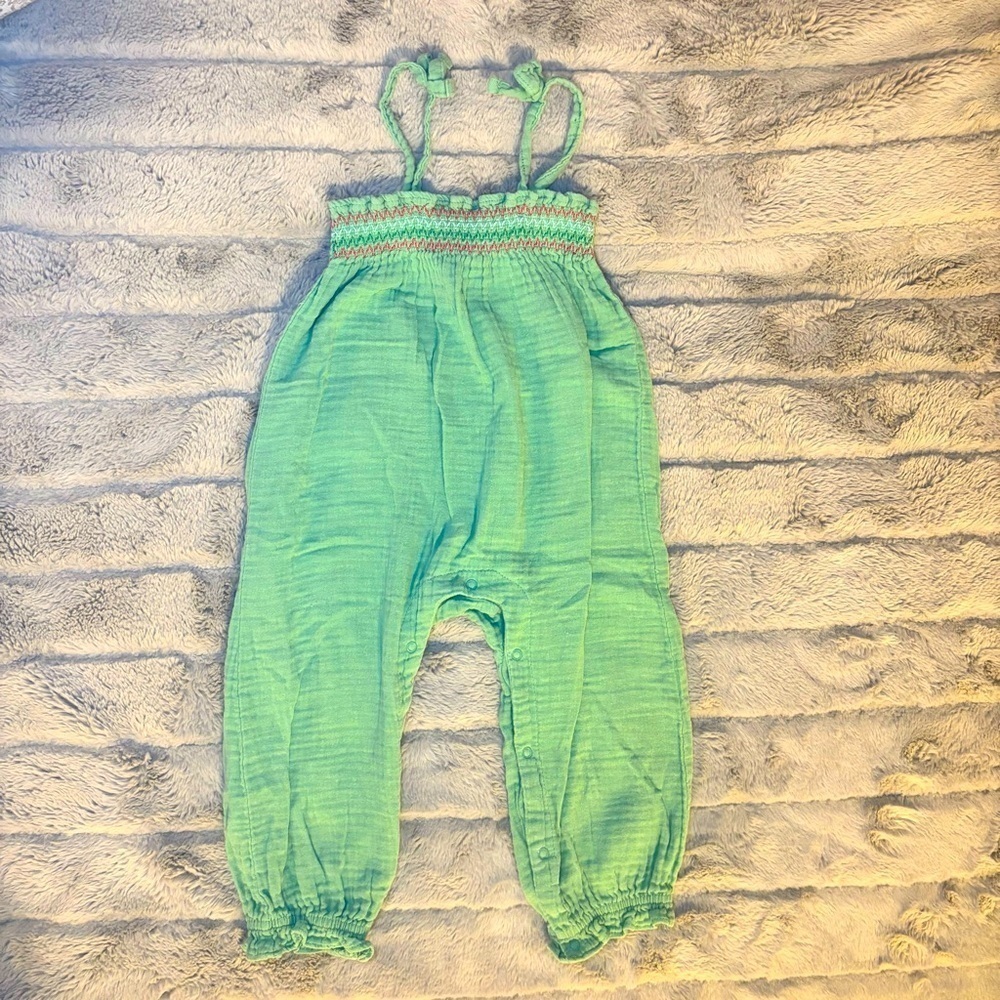 24 Months Curious by Peek Green Smocked Romper, Snap Buttons, St Patrick’s Day